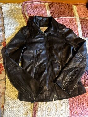 Women's Dark Chocolate Leather Zip Jacket